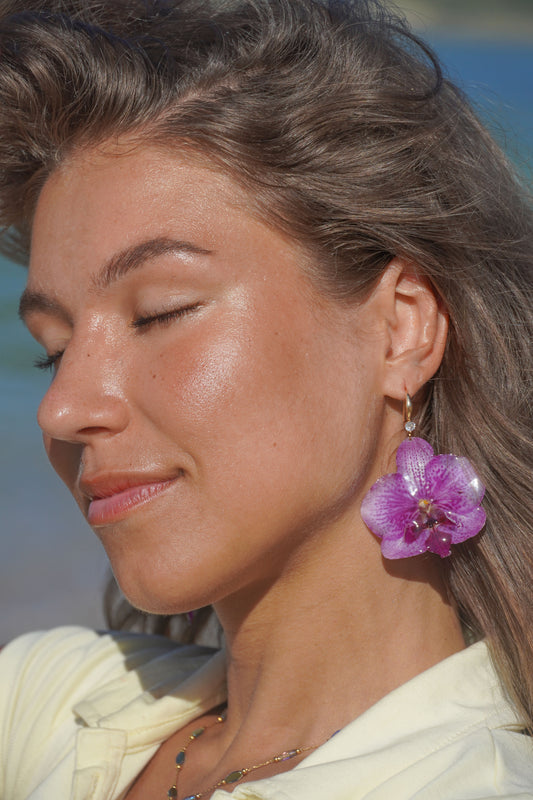 Purple Orchid Earrings