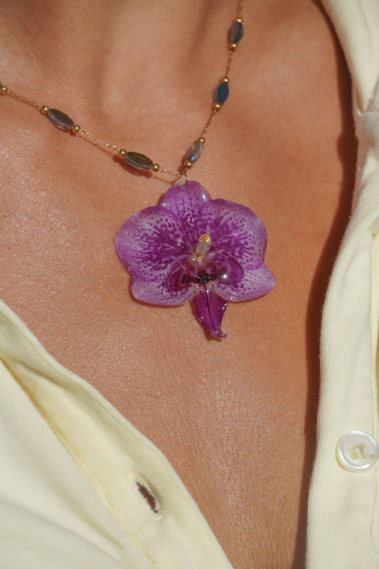 Real Purple Orchid Necklace