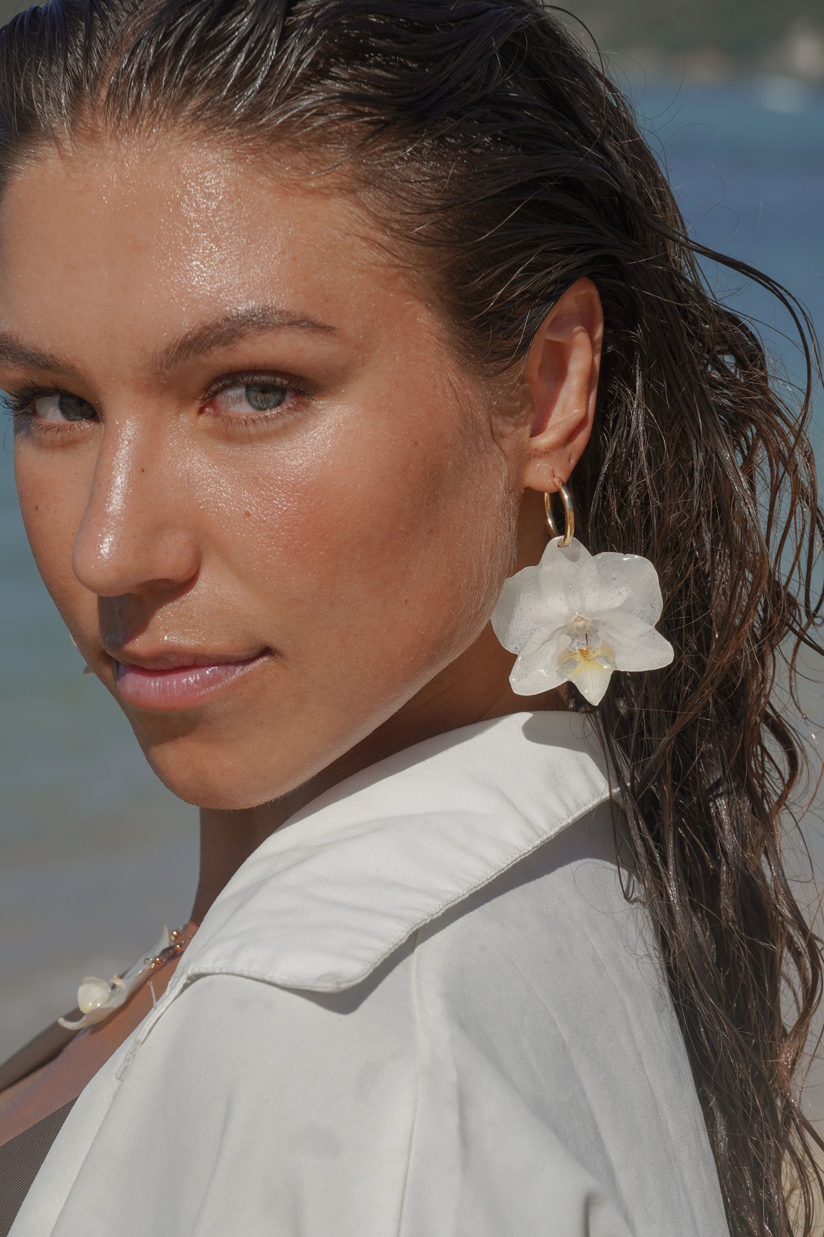 White Orchid Earrings