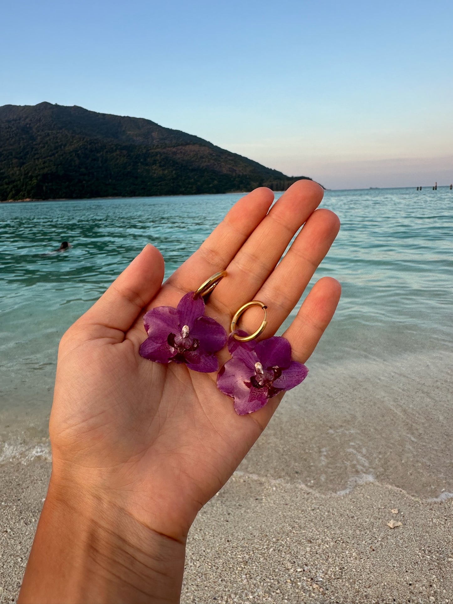 Purple Orchid Earrings